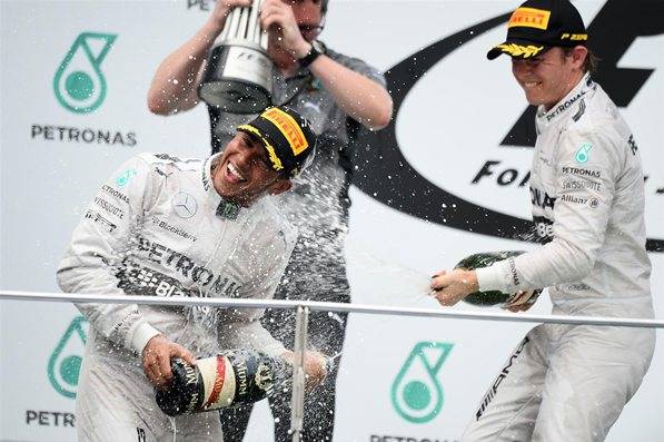 Team Mercedes finishes on the first two places of Malaysian Grand Prix